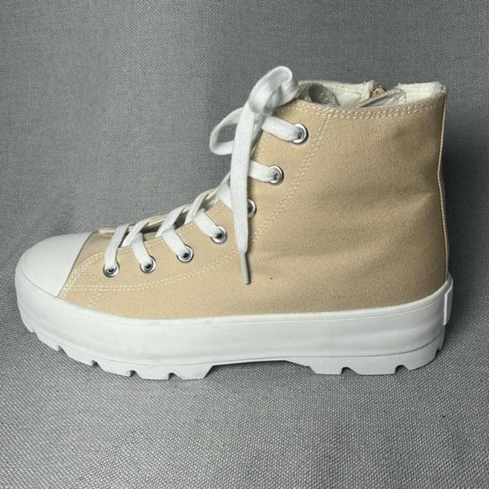 New sincerely Jules lug sole chunky platform sneakers high tops tan size 10